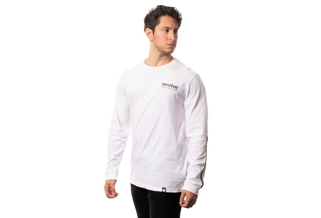 Tee-shirt Homme Blanc manches longues - Evolve Skateboards basic